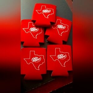 Dr Pepper Texas Logo Can Coolers - Red Neoprene Koozies (Set of 5)